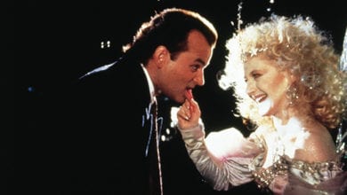 Bill Murray and Carol Kane in Scrooged 1988